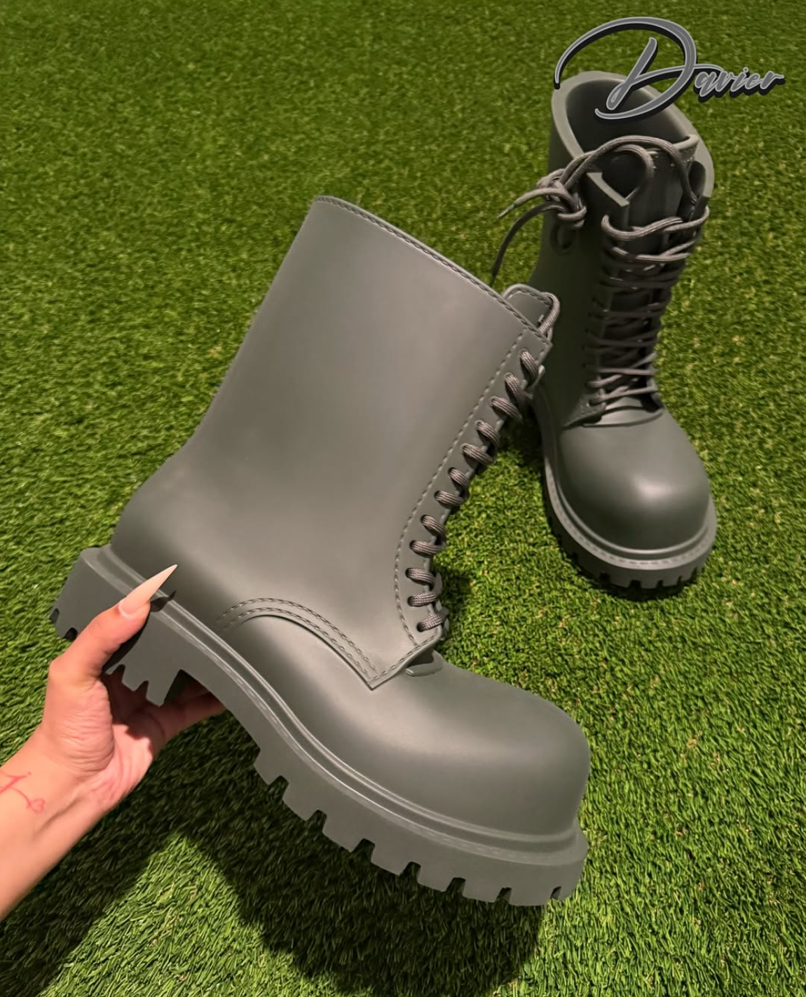 Green Rubber Balenciaga Boots